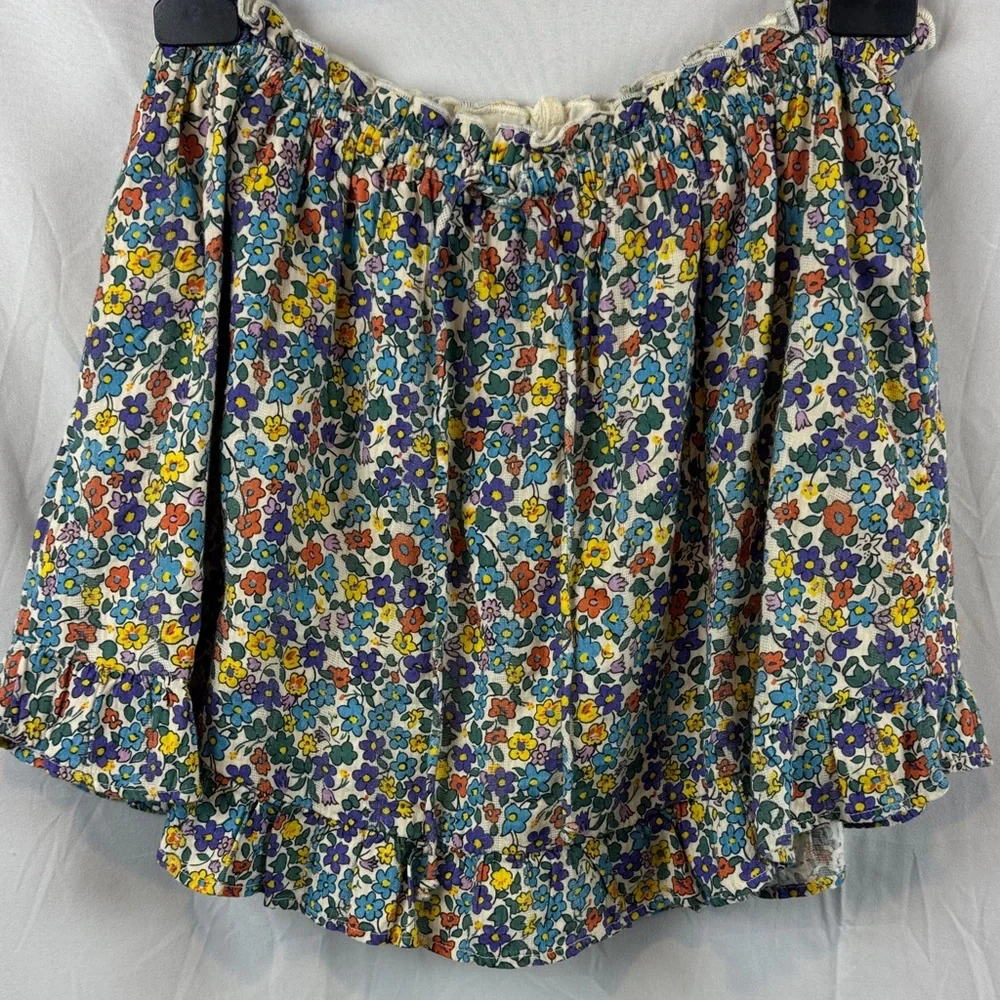 Free People Ellia Printed Floral Blue‎ Green Ruffle Skorts Shorts Size S - NEW